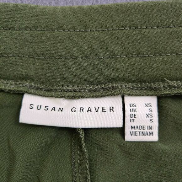 Susan Graver Women XS Green Liquid Knit Pull-on Culotte Pants - Picture 3 of 9